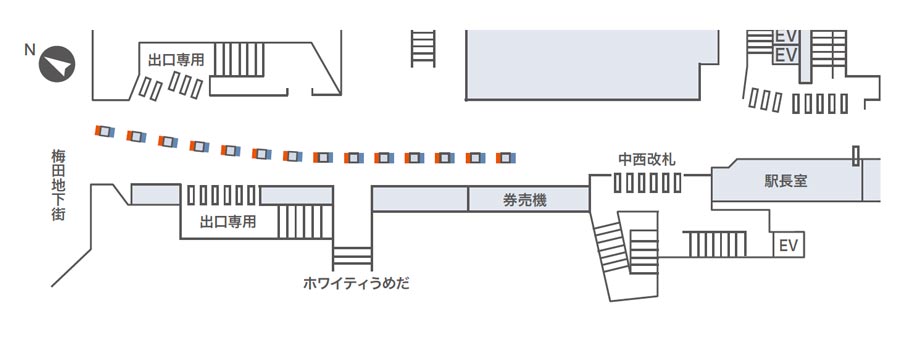 東梅田ネットワークビジョン掲出位置図