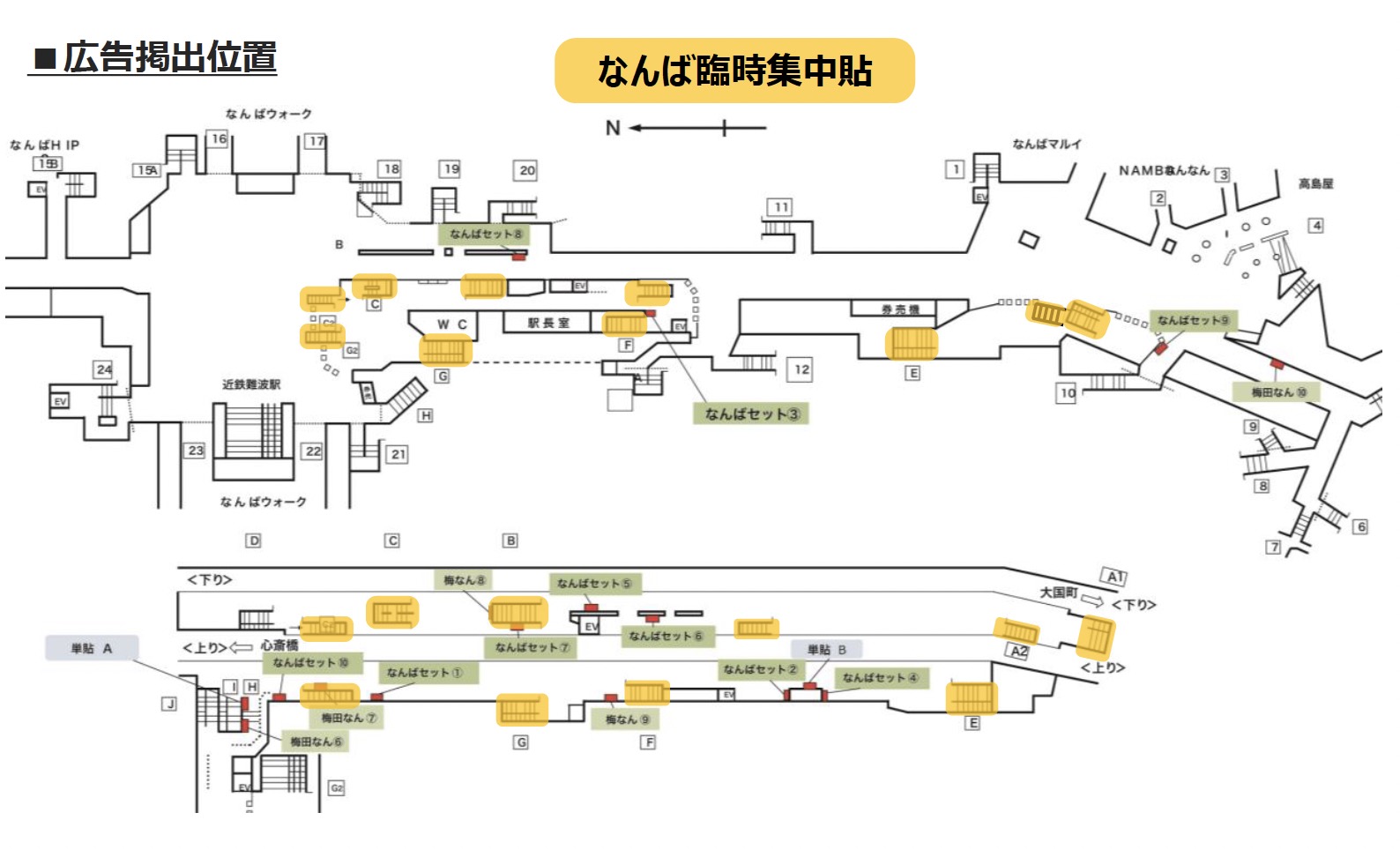 なんばスペシャルジャック掲出位置図