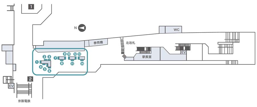 天満橋集中貼掲出位置図