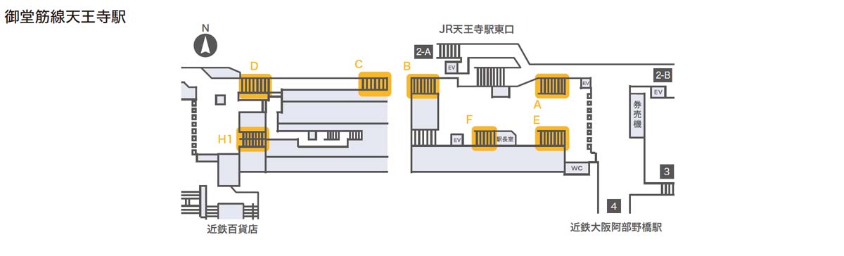 天王寺臨時集中貼掲出位置図