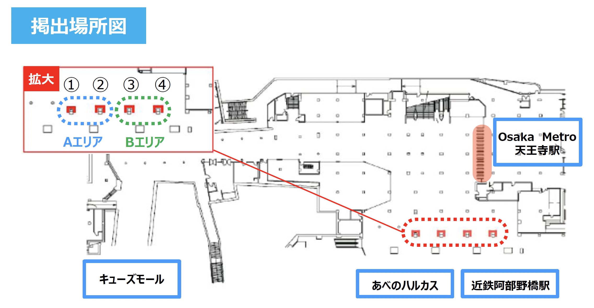 天王寺ビッグピラー掲出位置図