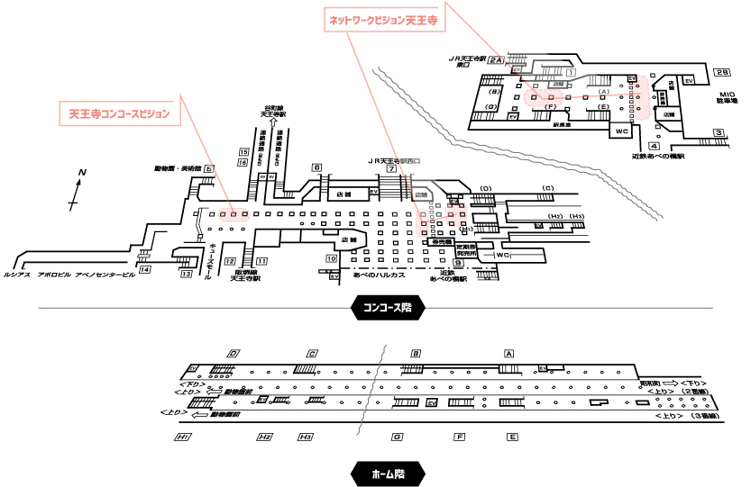 天王寺駅の広告天王寺駅構内図