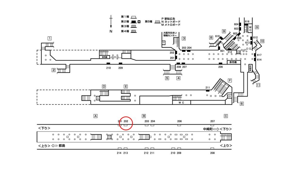 天神橋筋六丁目駅構内図1-202