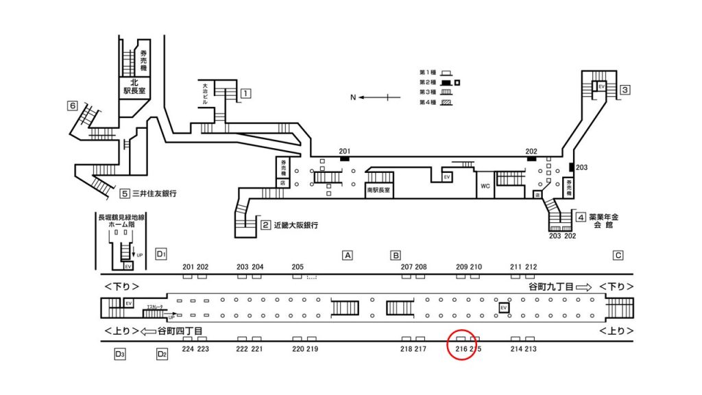 谷町六丁目駅構内図1-216