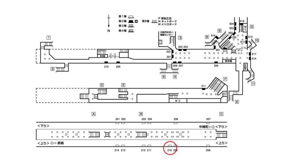 天神橋筋六丁目駅構内図1-210