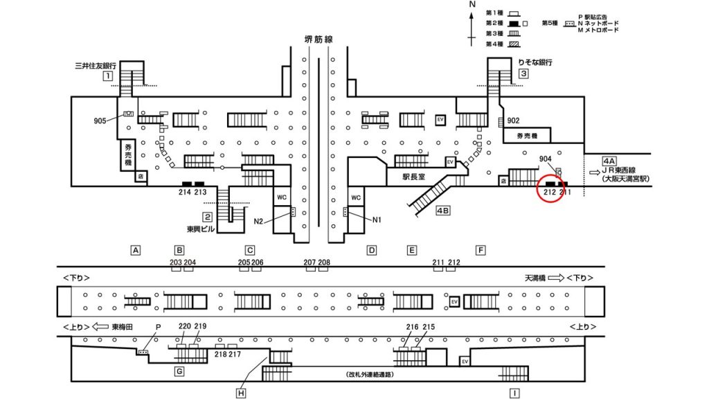 南森町駅構内図2-212