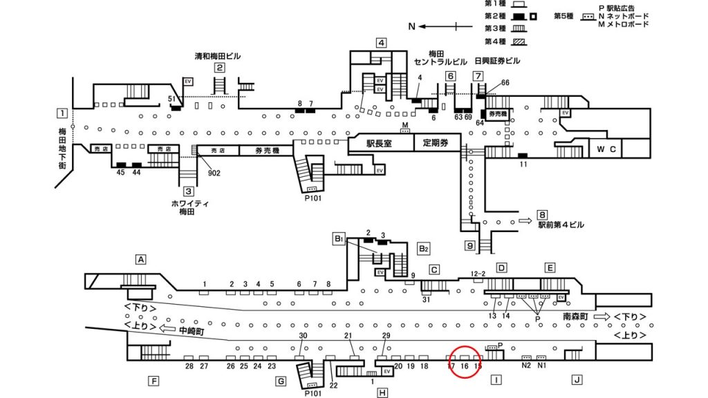 東梅田駅構内図1-16