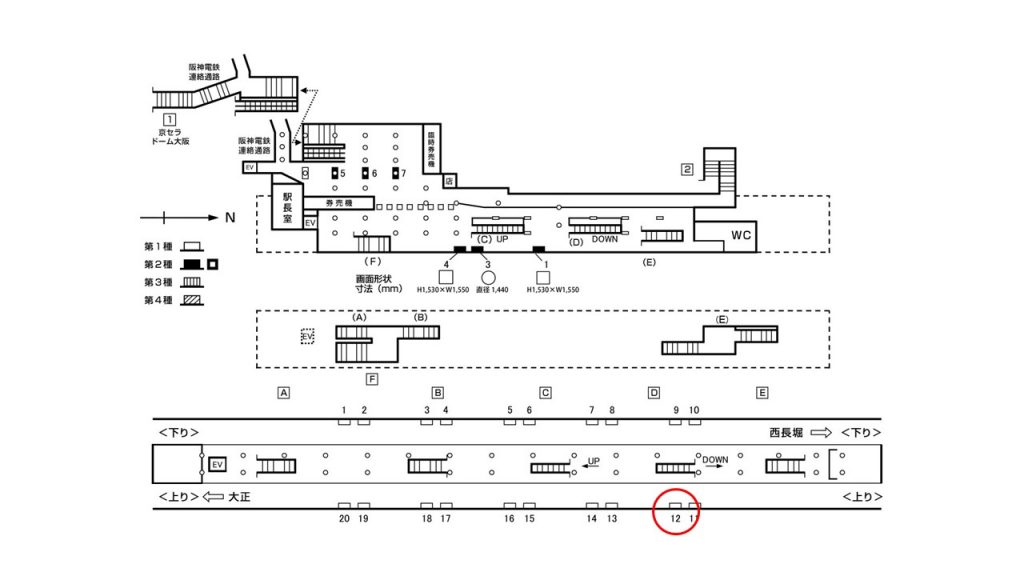 ドーム前千代崎駅構内図1-12