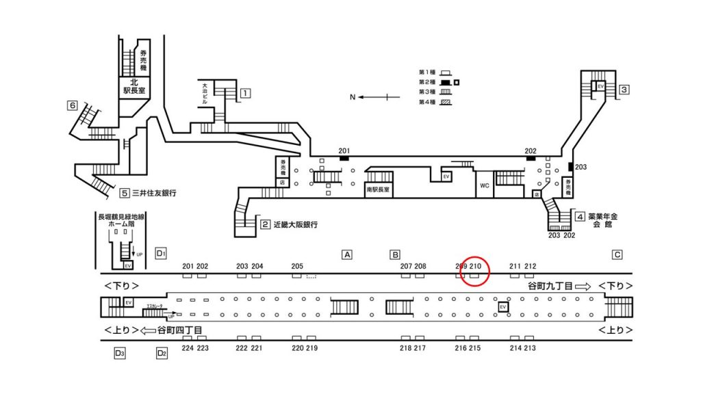 谷町六丁目駅構内図1-210