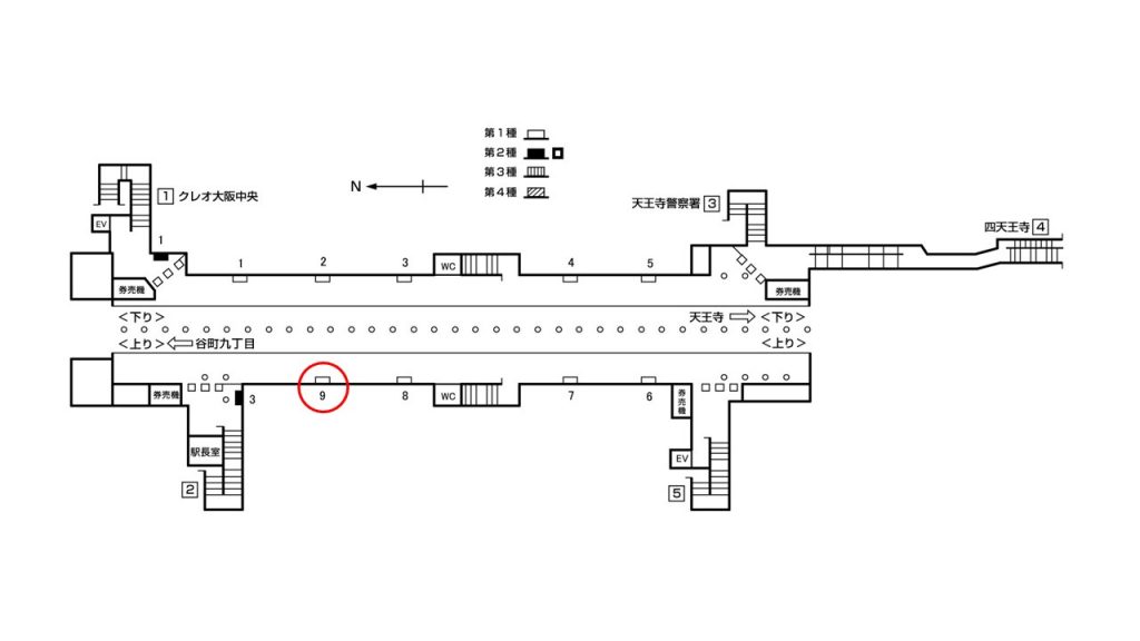 四天王寺前夕陽ヶ丘駅構内図1-9