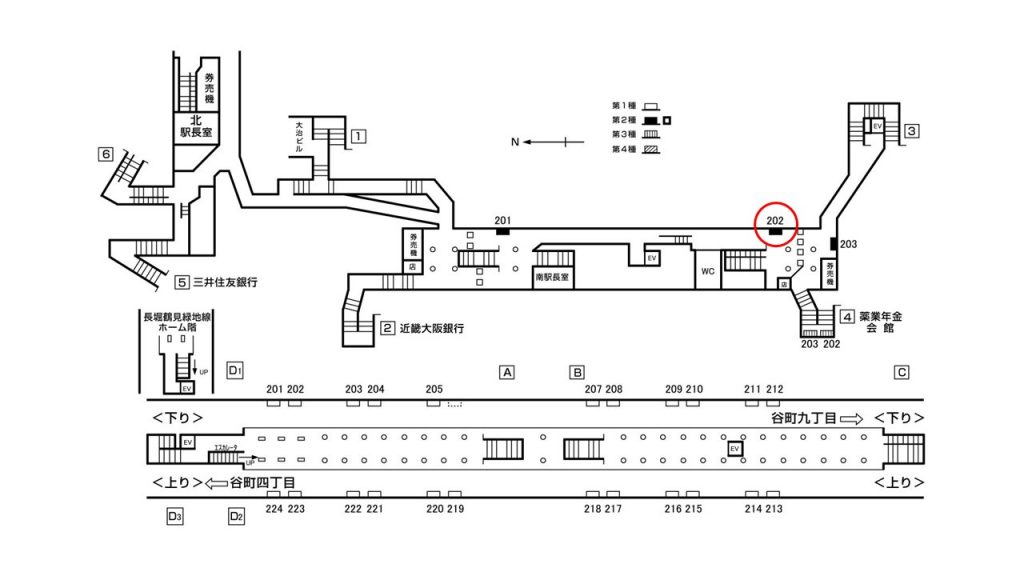 谷町六丁目駅構内図2-202