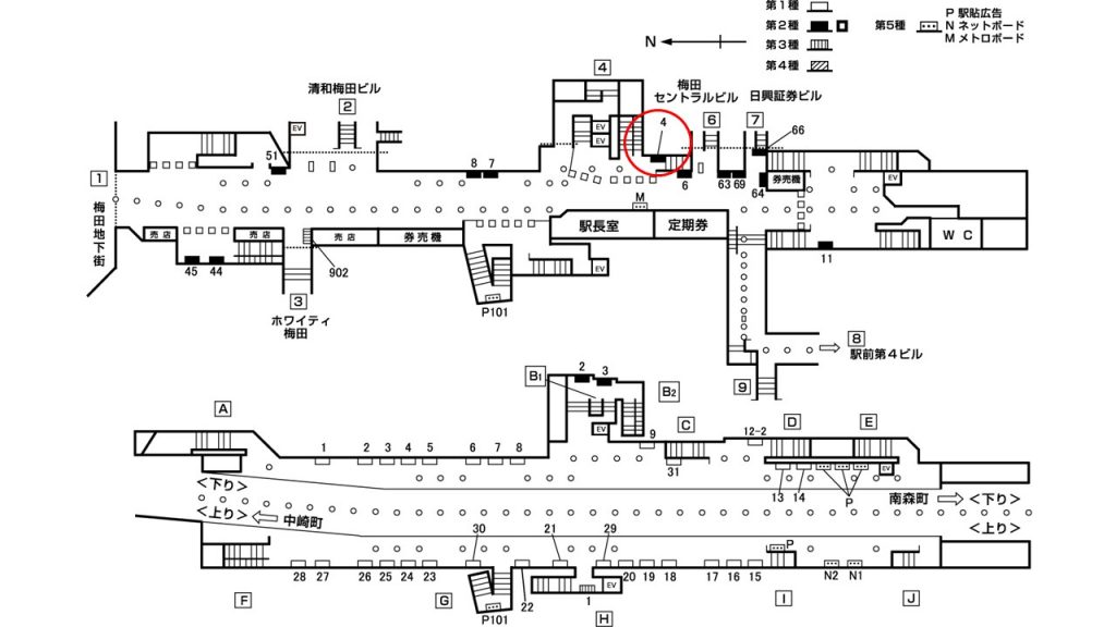 東梅田駅構内図2-4