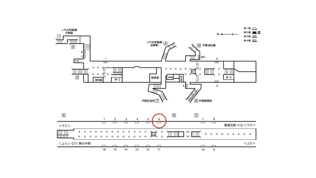 平野駅構内図1-6