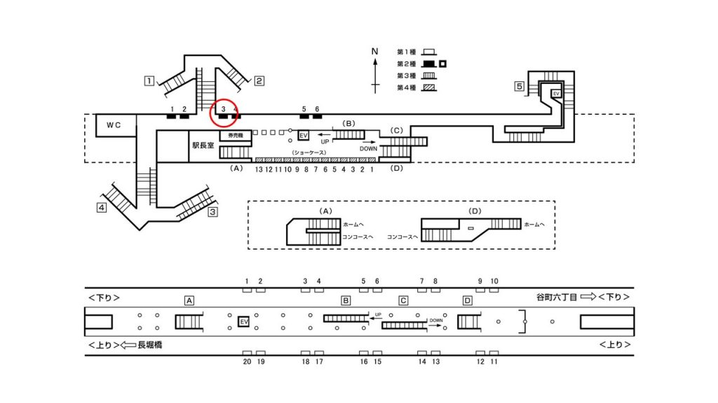 松屋町駅構内図2-3