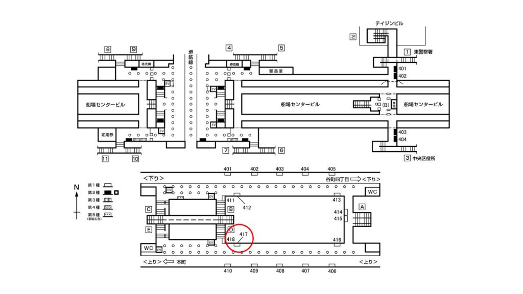 堺筋本町駅構内図1-417
