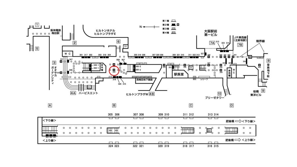 西梅田駅構内図2-334