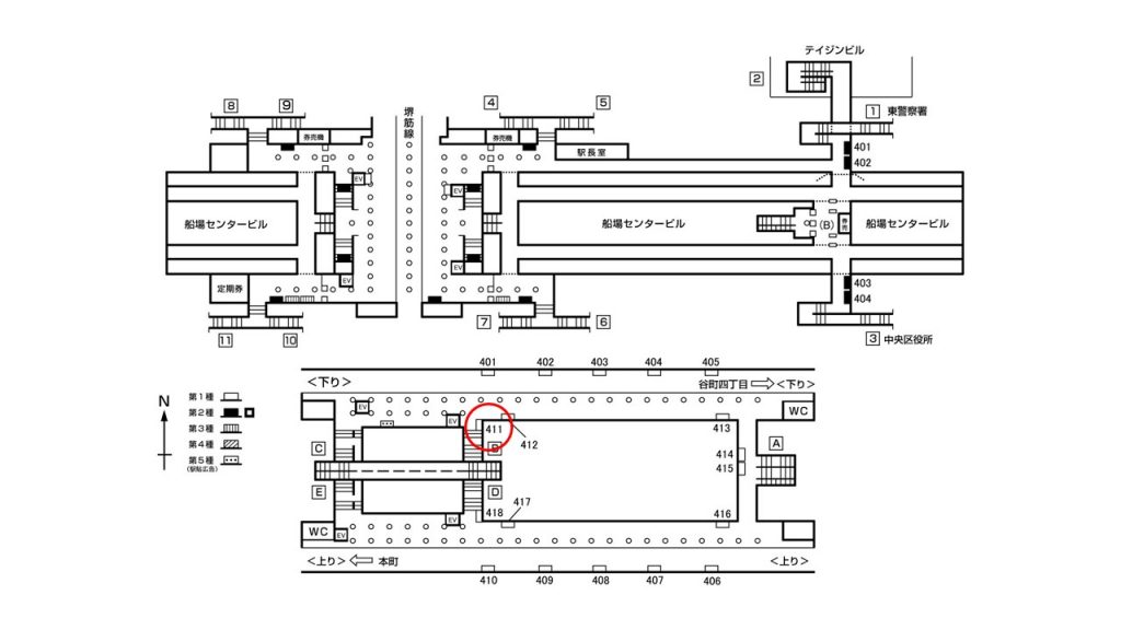 堺筋本町駅構内図1-411