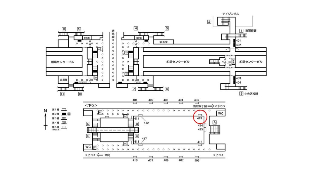 堺筋本町駅構内図1-413