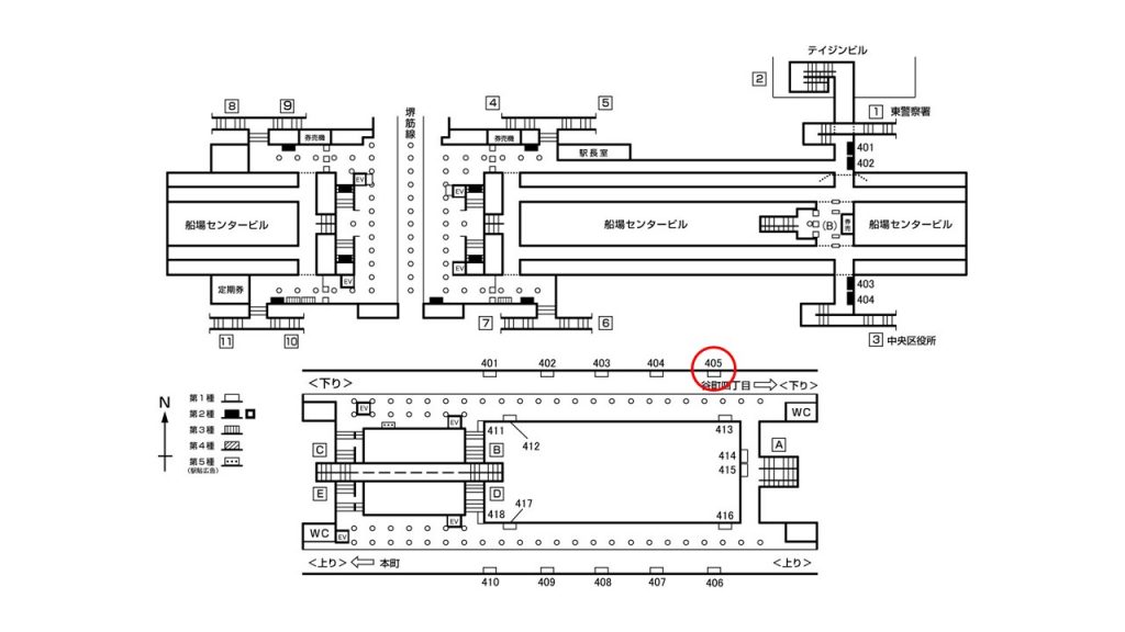 堺筋本町駅構内図1-405