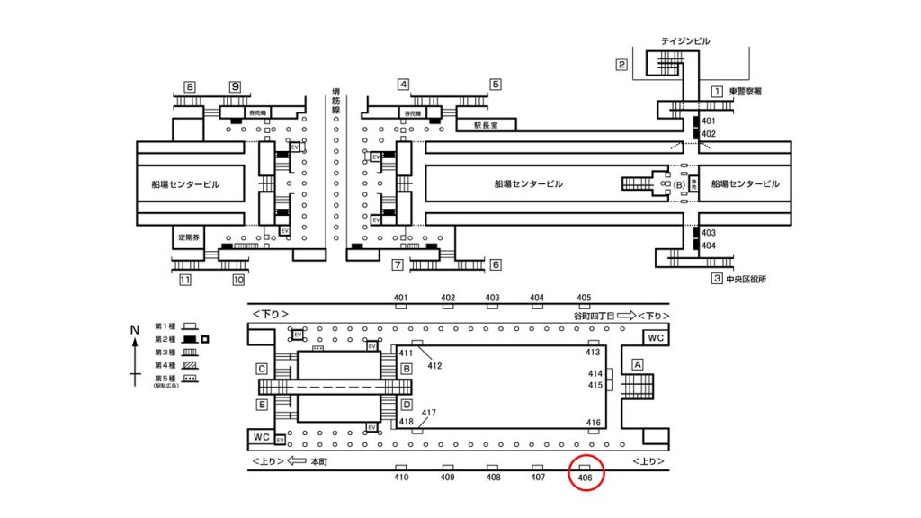 堺筋本町駅構内図1-406