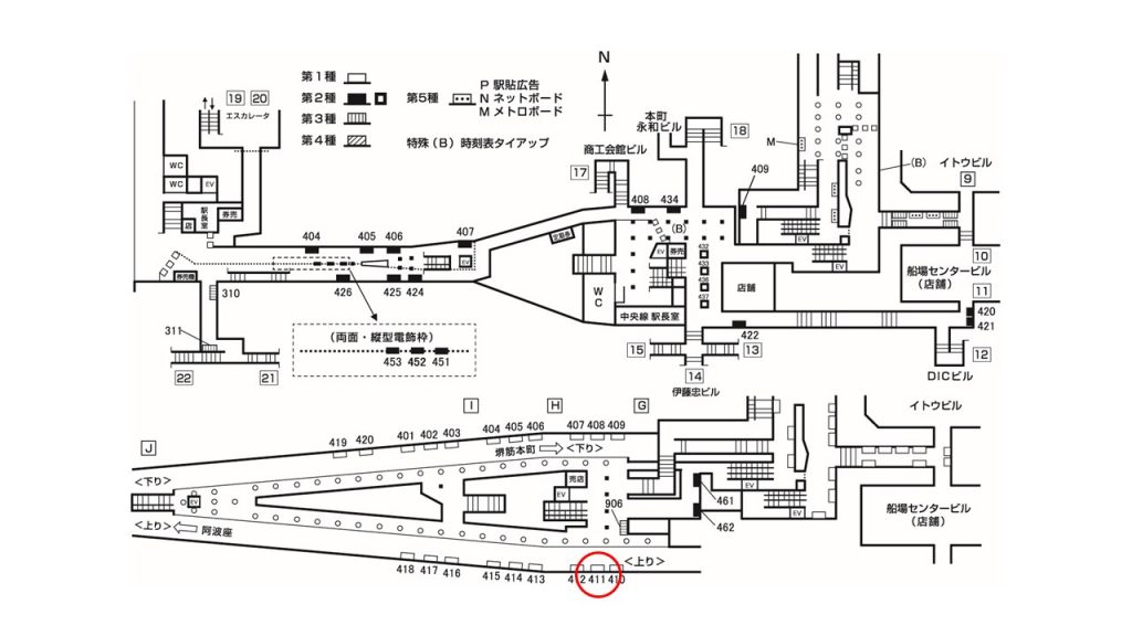 本町駅構内図1-411