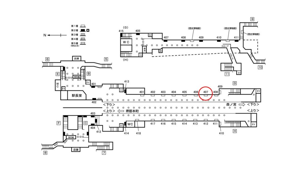 谷町四丁目駅構内図1-407