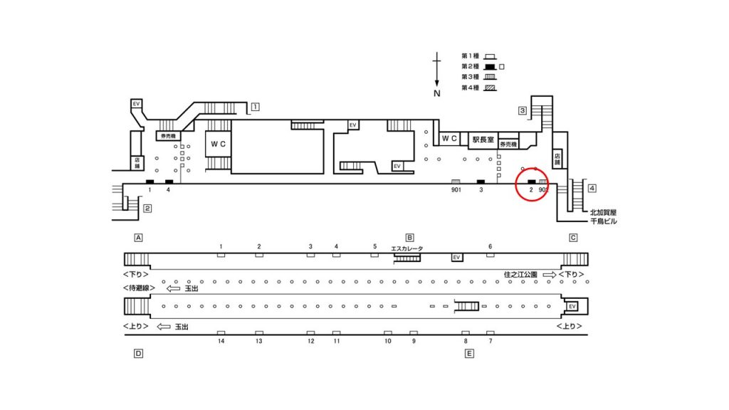 北加賀屋駅構内図2-2