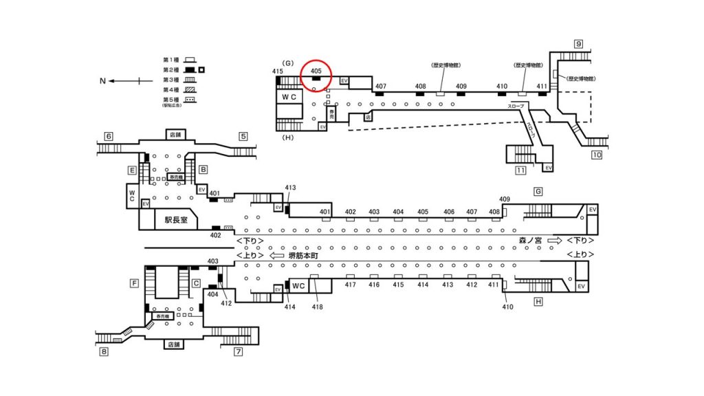 谷町四丁目駅構内図2-405