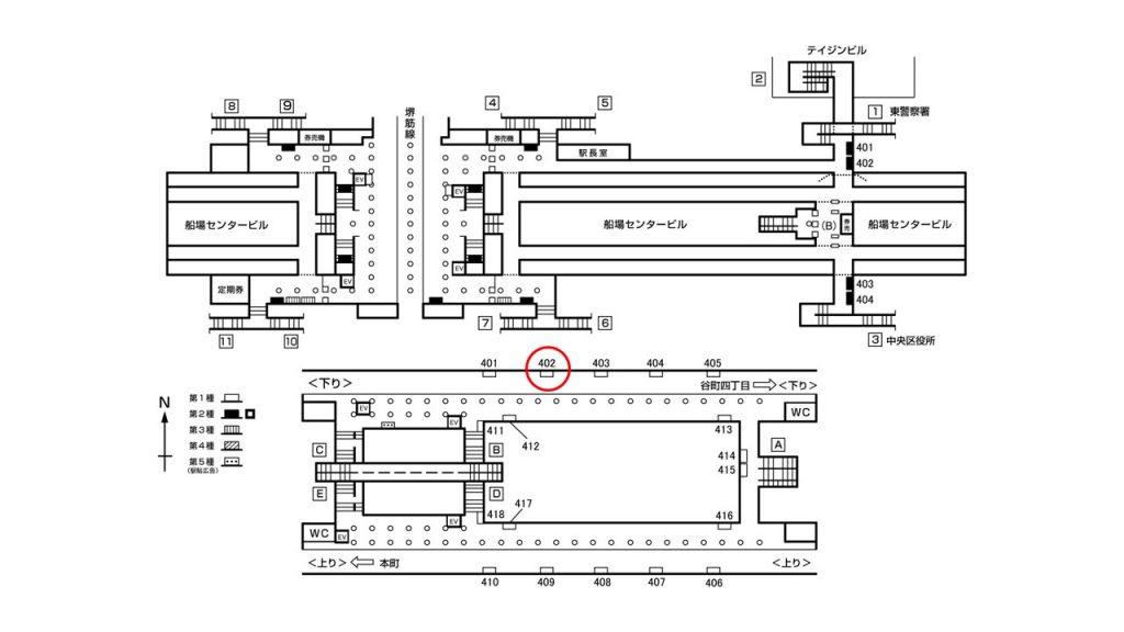 堺筋本町駅構内図1-402