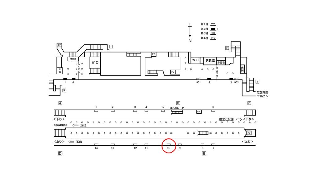 北加賀屋駅構内図1-10