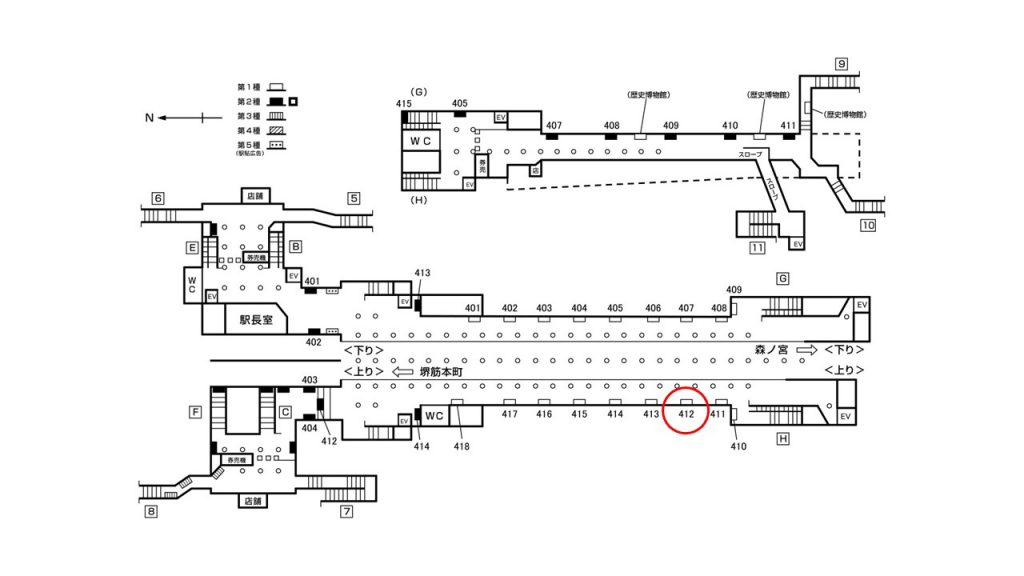 谷町四丁目駅構内図1-412