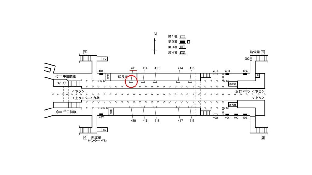 阿波座駅構内図1-411