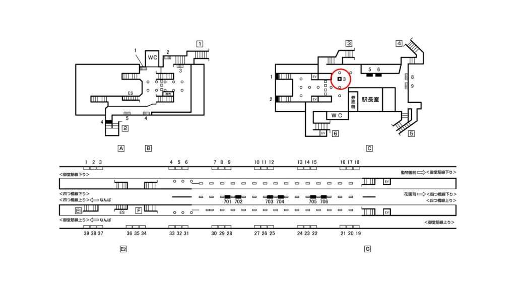 大国町駅構内図2-3