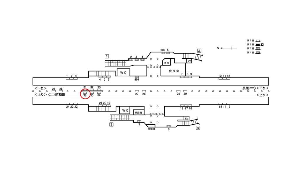 西田辺駅構内図1-36