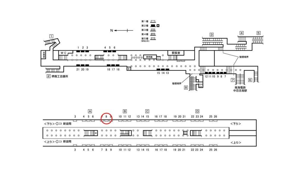 なかもず駅構内図1-8