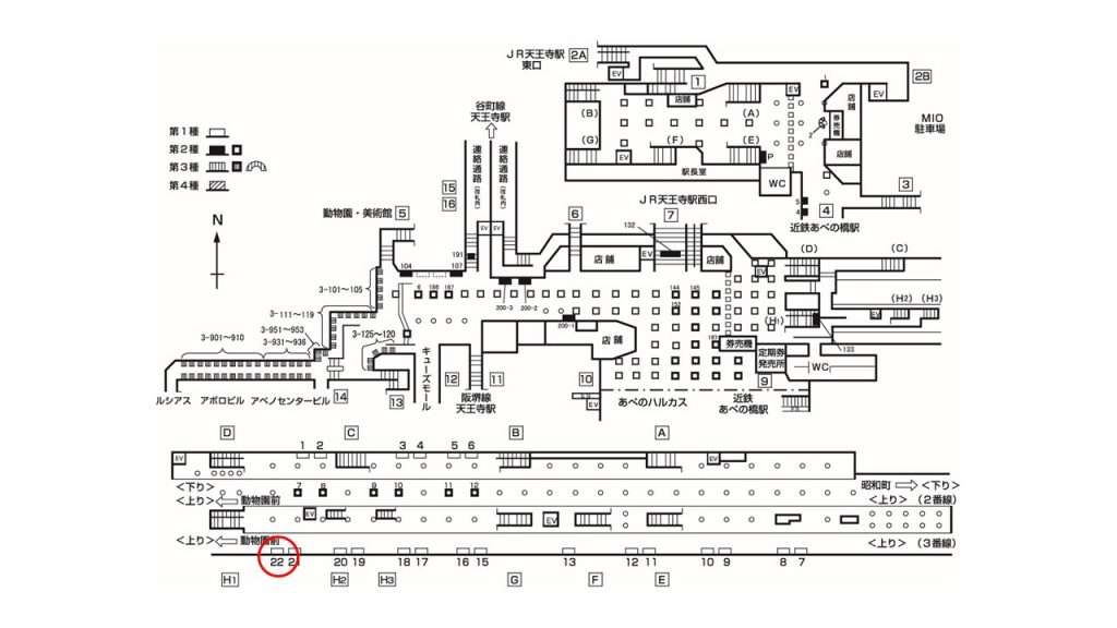 天王寺駅構内図1-22