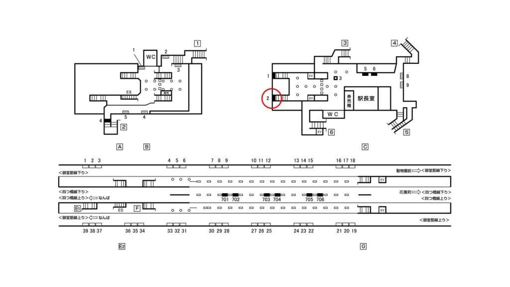 大国町駅構内図2-2