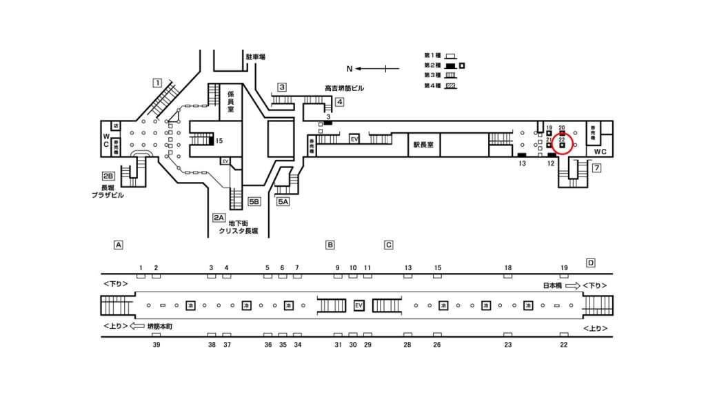 長堀橋駅構内図2-22