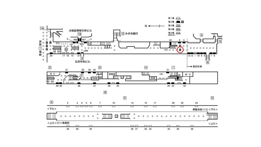 北浜駅構内図2-52