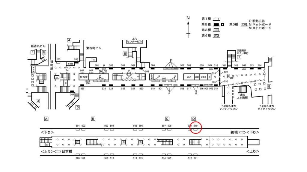 谷町九丁目駅構内図1-510