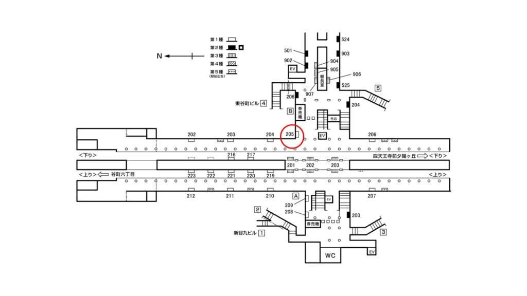 谷九駅構内図_1-205