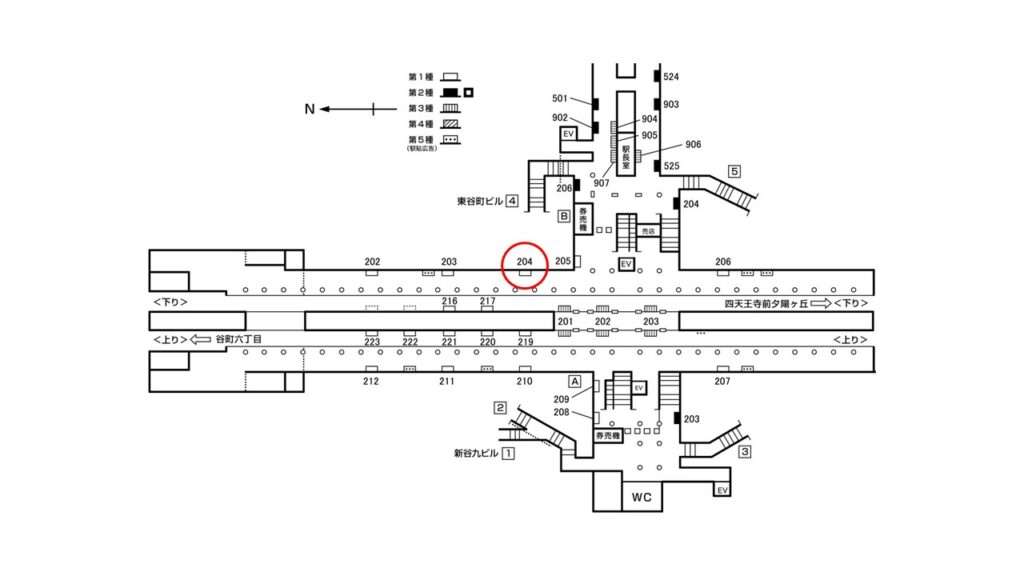 谷九駅構内図_1-204