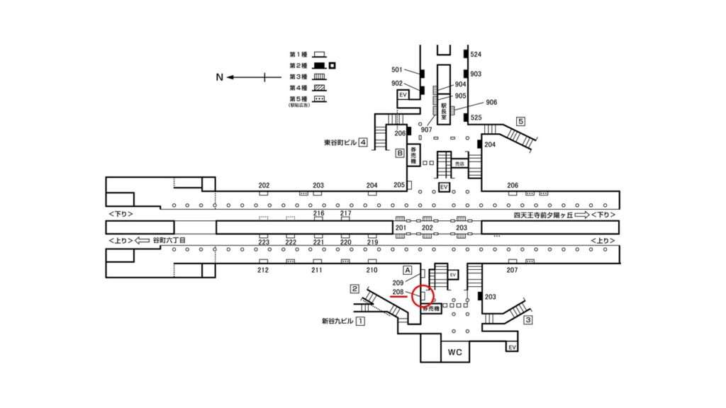 谷九駅構内図_1-208