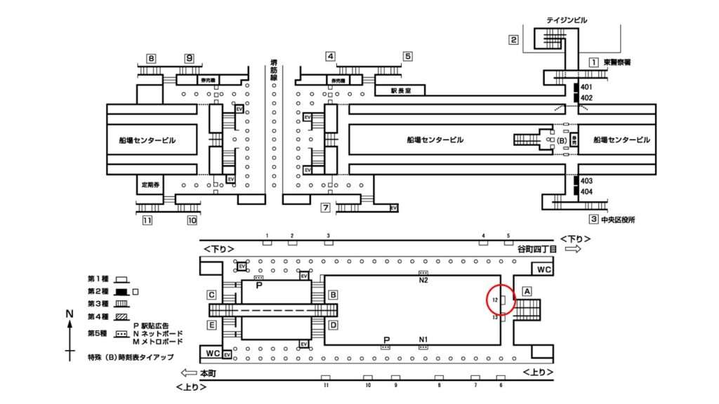 堺筋本町_構内図_1-12