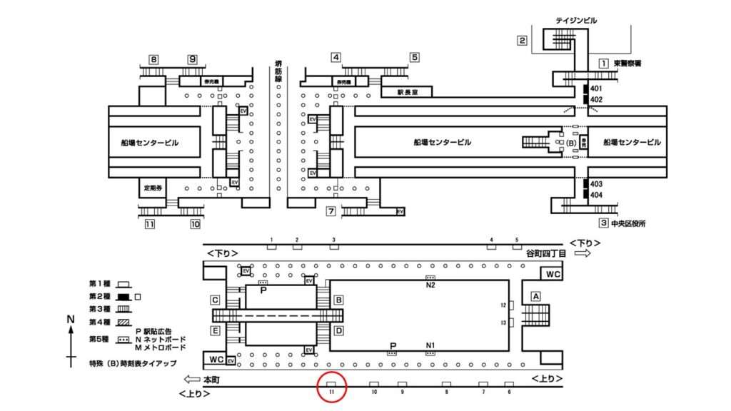 堺筋本町_構内図_1-11