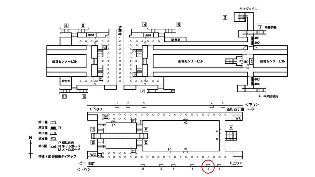 堺筋本町_構内図_1-7