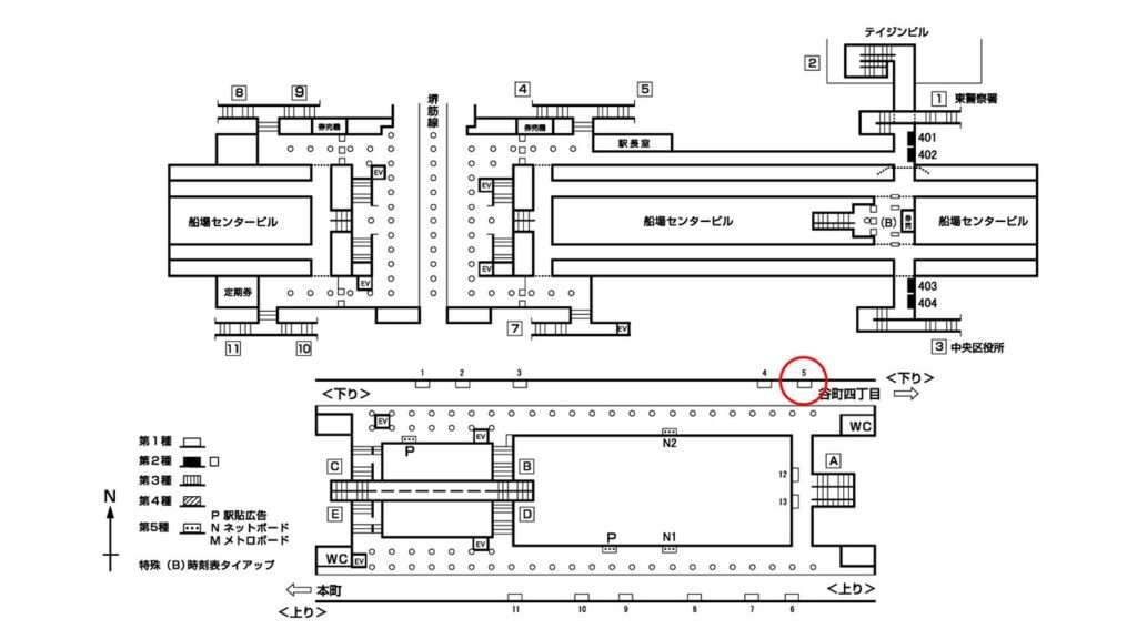 堺筋本町_構内図_1-5