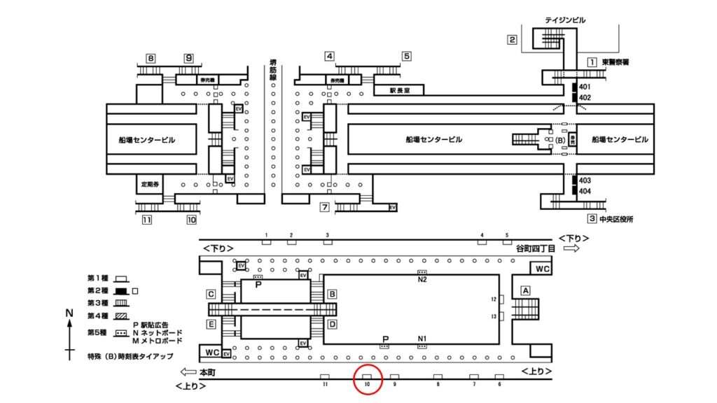堺筋本町_構内図_1-10